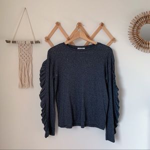 Zara Gray Ruffle Sleeve Top